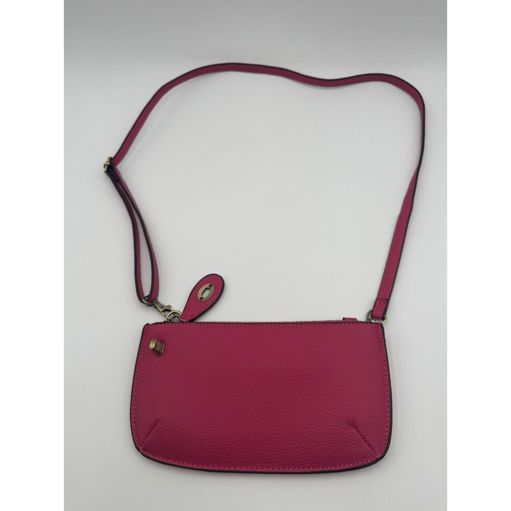 Joy Susan Fuscia Hot Pink Pebbled Faux Leather Crossbody Purse